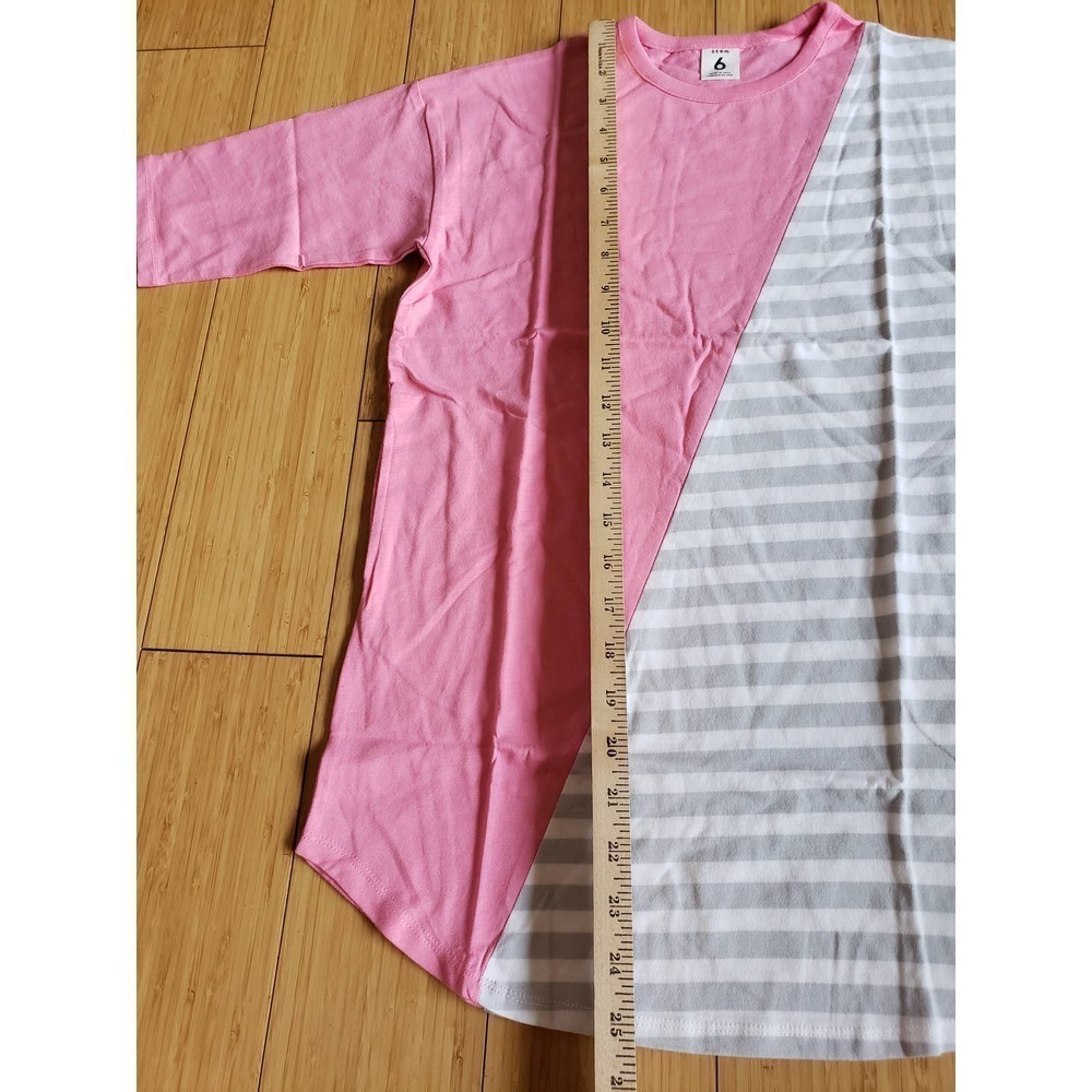 Stem pink and gray stripped tee shirt